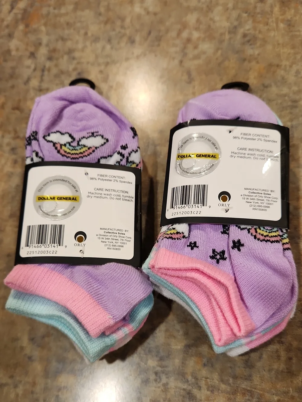 2 Packs Of Girls No Show Socks